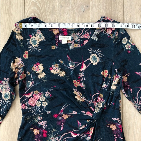 Monsoon Floral Print 1/2 Sleeve Dress Size 10 - Picture 2 of 15